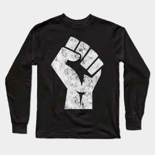 Big White Raised Fist Salute of Unity Solidarity Resistance Long Sleeve T-Shirt